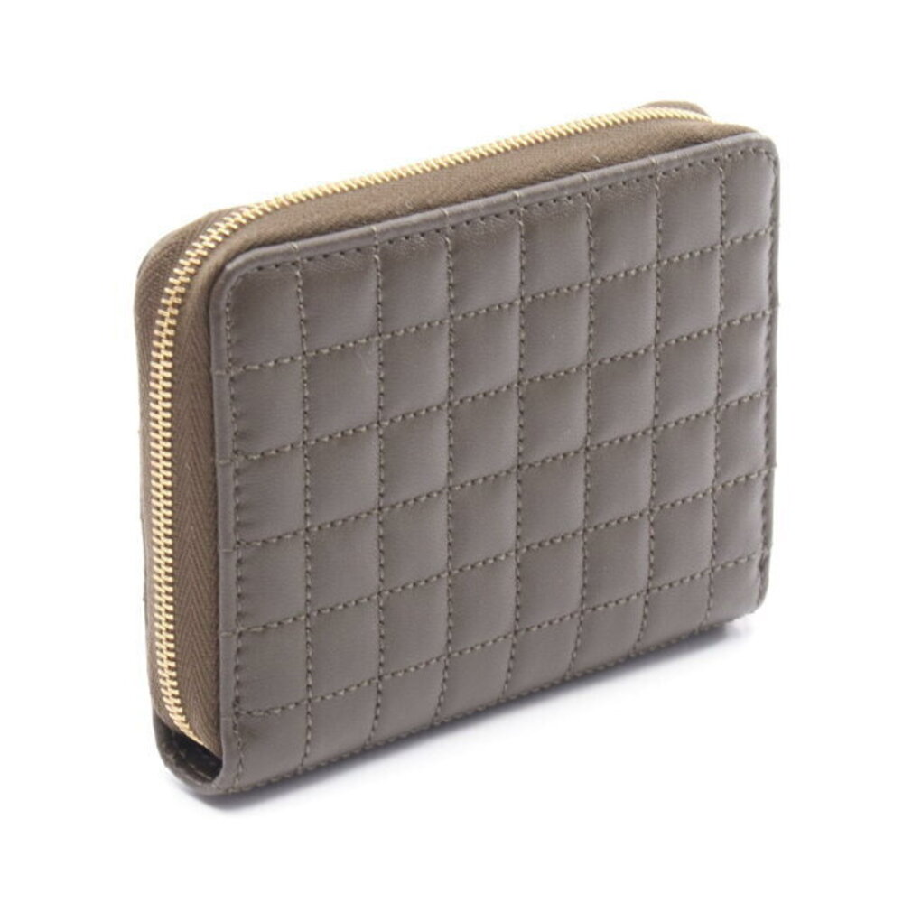 Celine Compact Wallet Leather Khaki Zippered